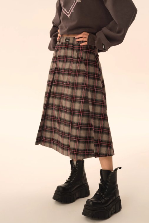 Vintage Checked Pleated Skirt EZE0137