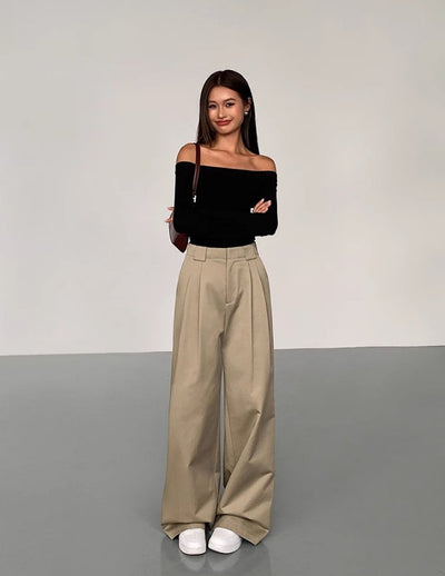 Street High-waisted Wide-leg Casual Trousers OUS0015