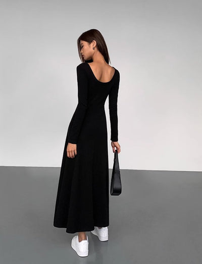 Square Neck Open Long-sleeved Dress OUS0017