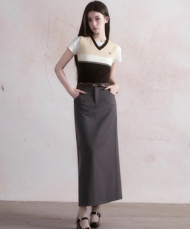 Straight Silhouette Suit Long Skirt FRA0041