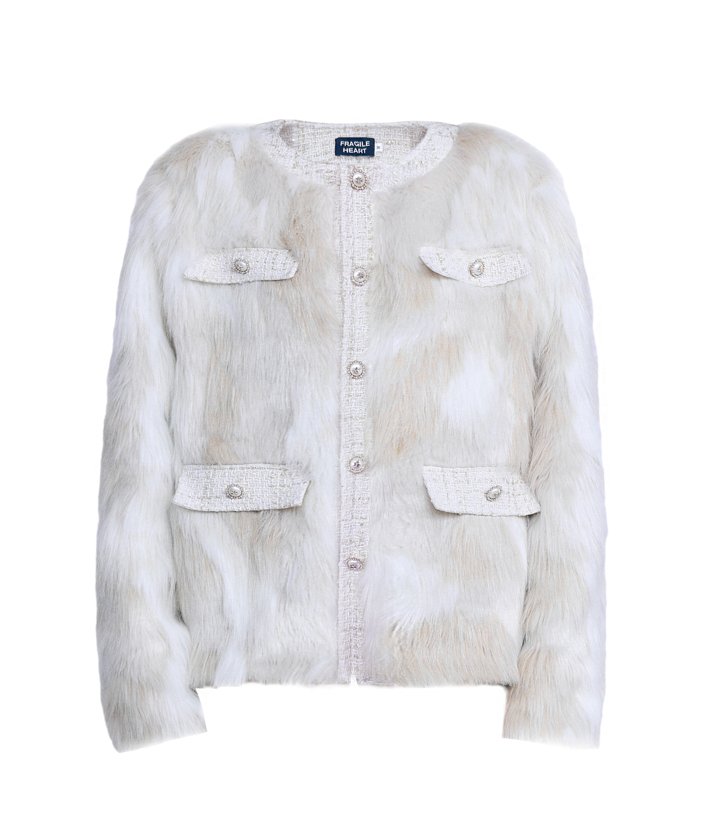 Rich Fur Tweed Pocket Design Jacket FRA0044