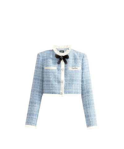 Girly Design Collar Ruffle Tweed Jacket & Skirt FRA0049