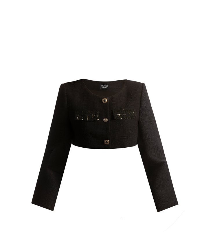 Point Tweed Design Short Jacket & Camisole Dress FRA0050