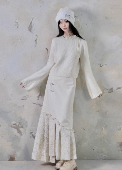Asymmetrical hem lace long skirt SAL0016