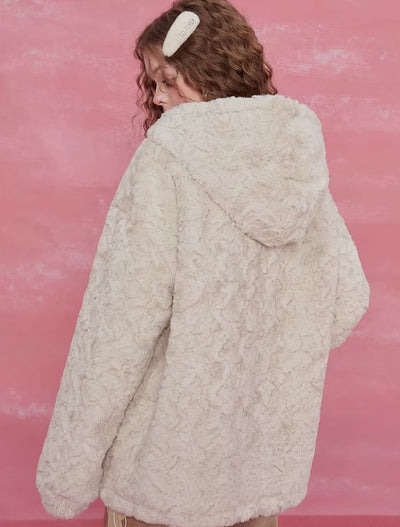 Fluffy Fur Zip Hoodie Casual Jacket SEE0008