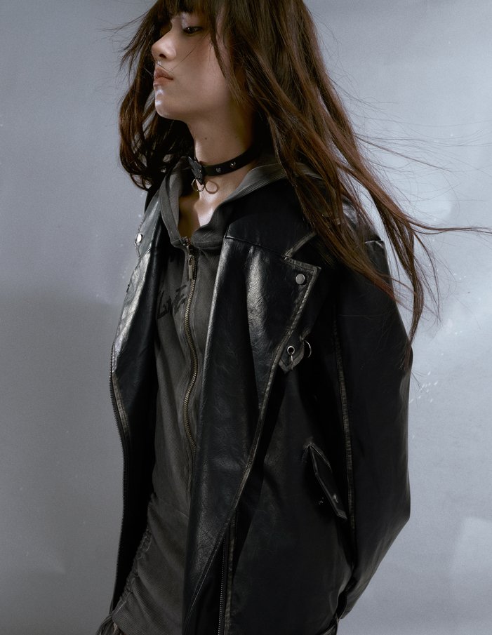Rider Style Leather Loose Silhouette Jacket CES0023