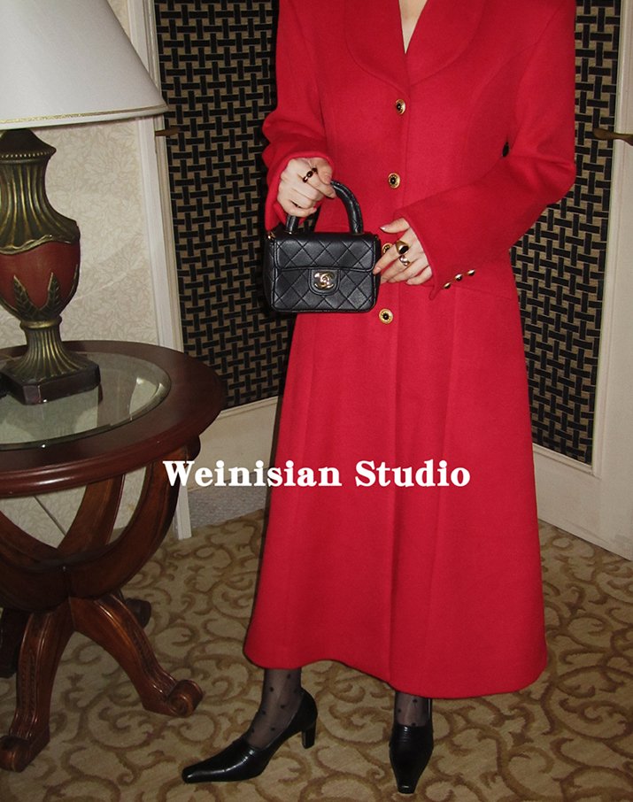 Round Collar Elegant A-Line Long Wool Coat WEI0014