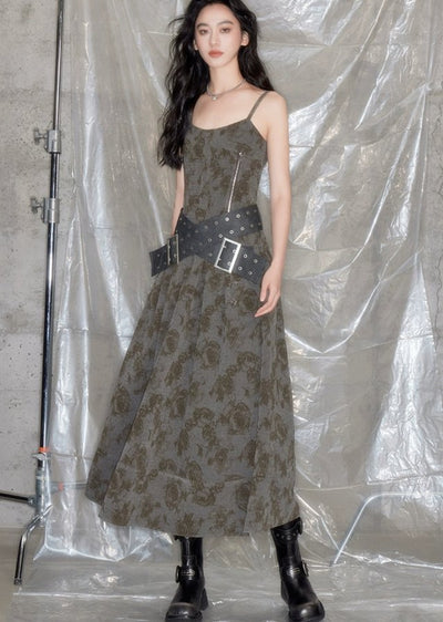Waist Belt Floral Pattern Camisole Dress DID0055