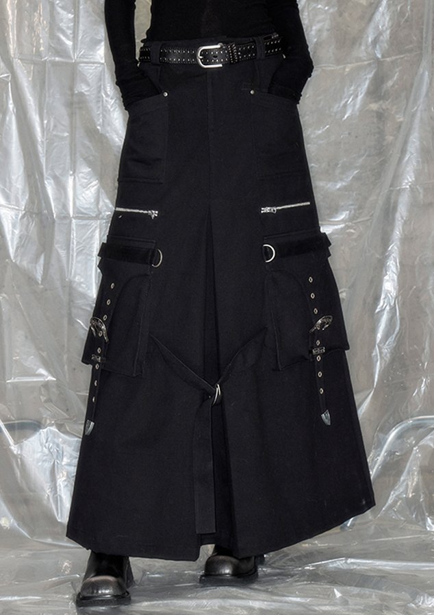 Silver Studded Work Design A-Line Cotton Long Skirt DID0060