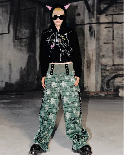 Camouflage Spray-printed Jeans CFI0013