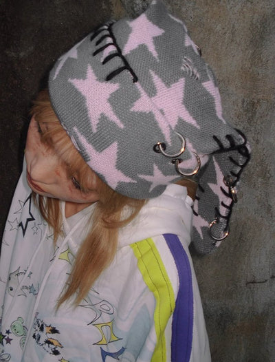 Rebellious Rabbit Five-Pointed Star Knitted Hat CFI0017