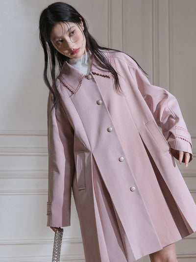 Spring-colored mid-length pleated single coat COT0046