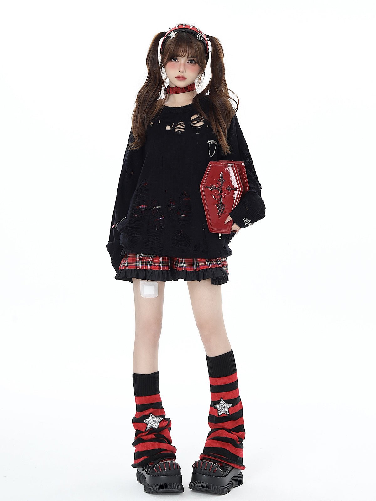 Black And Red Checkered Pleated Skirt CRA0014
