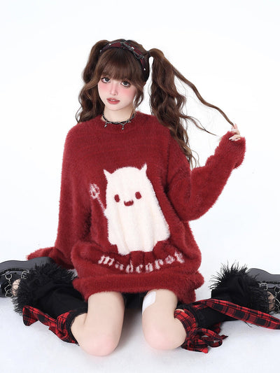 Little Ghost Funny Loose Soft Versatile Sweater CRA0017