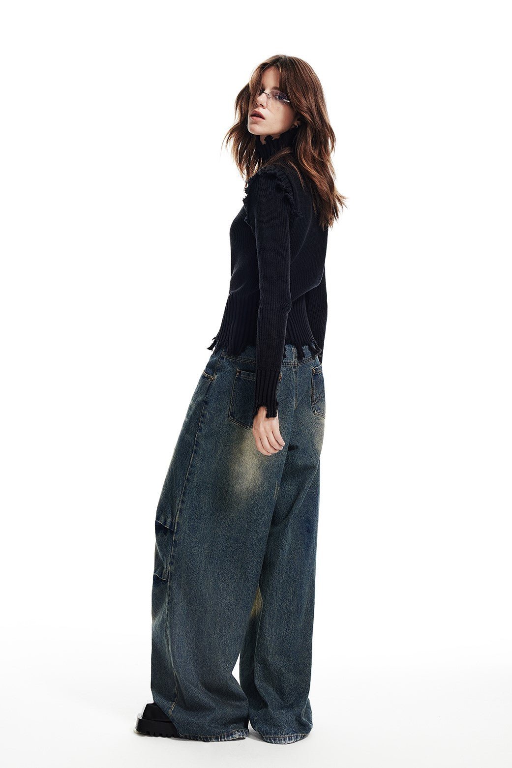American Retro Washed Wide Leg Jeans WES0132