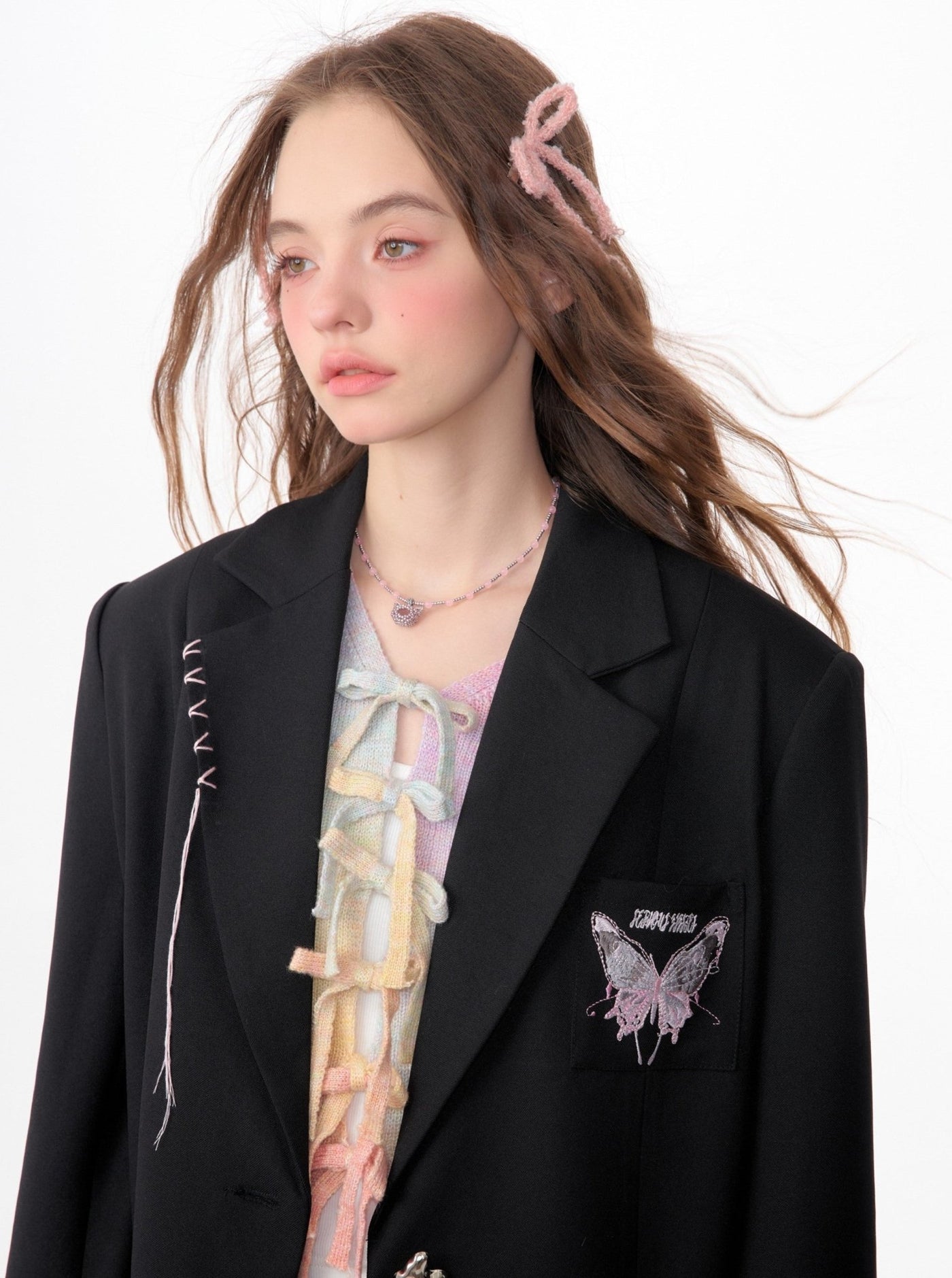 Retro Butterfly Embroidery Casual Oversize Jacket ZIZ0050