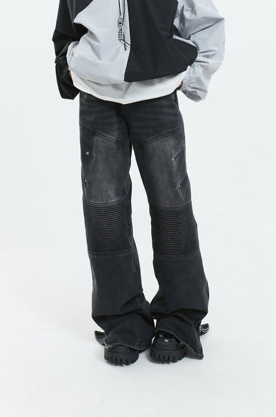 Washed Studded Design Tall Straight Jeans MIC0078