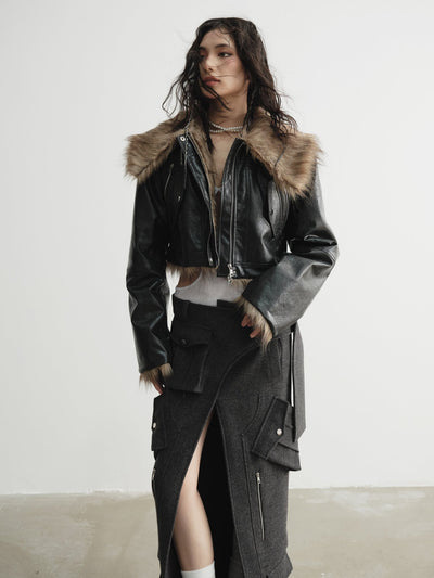 Imitation Fur Reversible Leather Jacket JNY0090