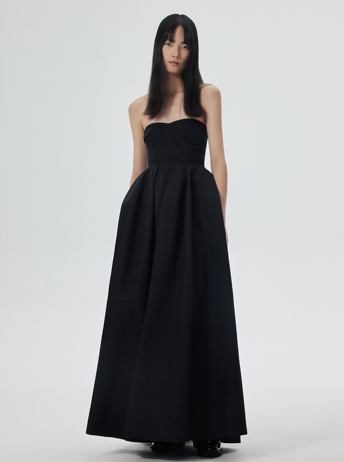 High-end Black Long Skirt A-Line Dress SHO0001
