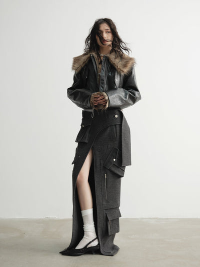 Imitation Fur Reversible Leather Jacket JNY0090