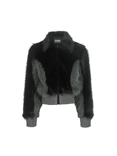 short splicing fur short jacket WOO0024