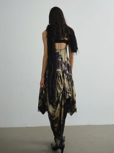 Dark Classicism Draped Pleated Gilding Versatile Suspender Dress JNY0077