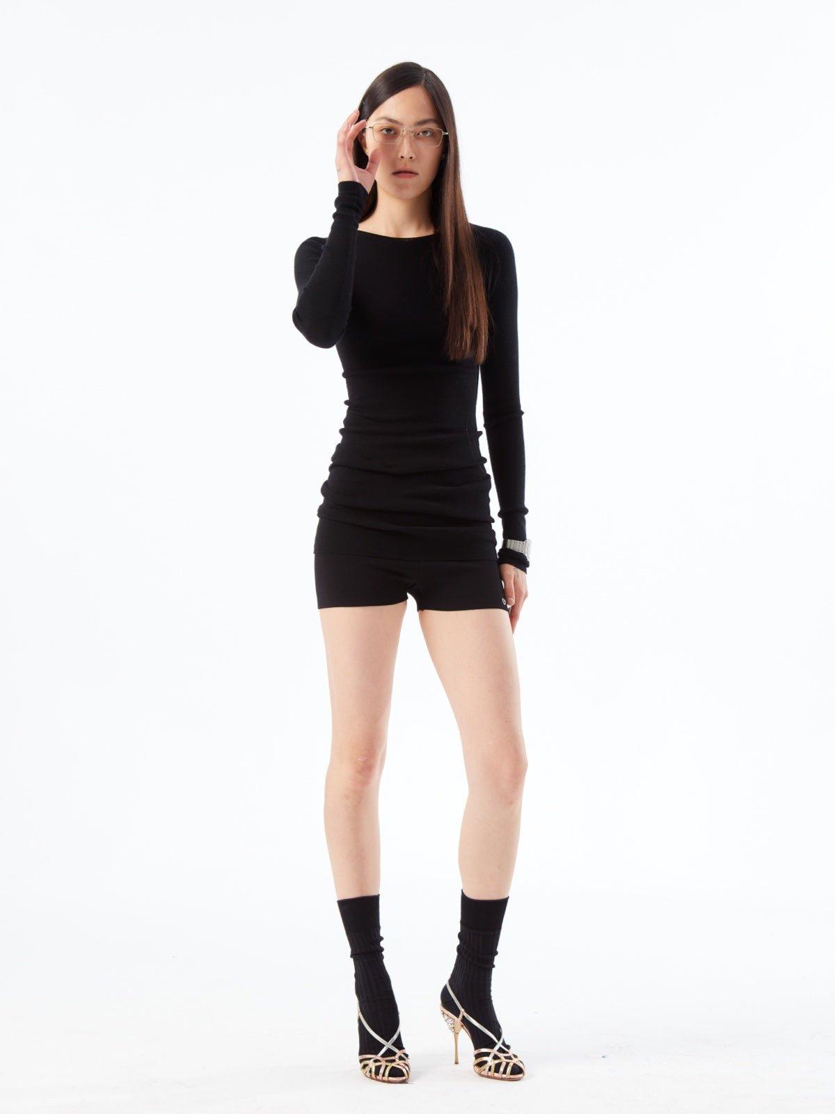 Round Neck Stacked Tight Knit Sweater AOA0006