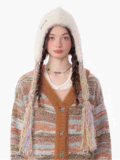 Cold-proof Colorful Braid Thickened Velvet Knitted Hat ZIZ0001