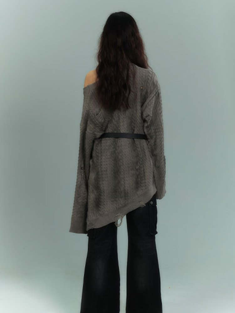 Distressed Oversizes Sweater KIN0102