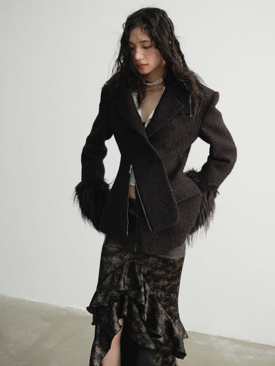 Imitation Fox Fur Patchwork Woolen Jacket JNY0094