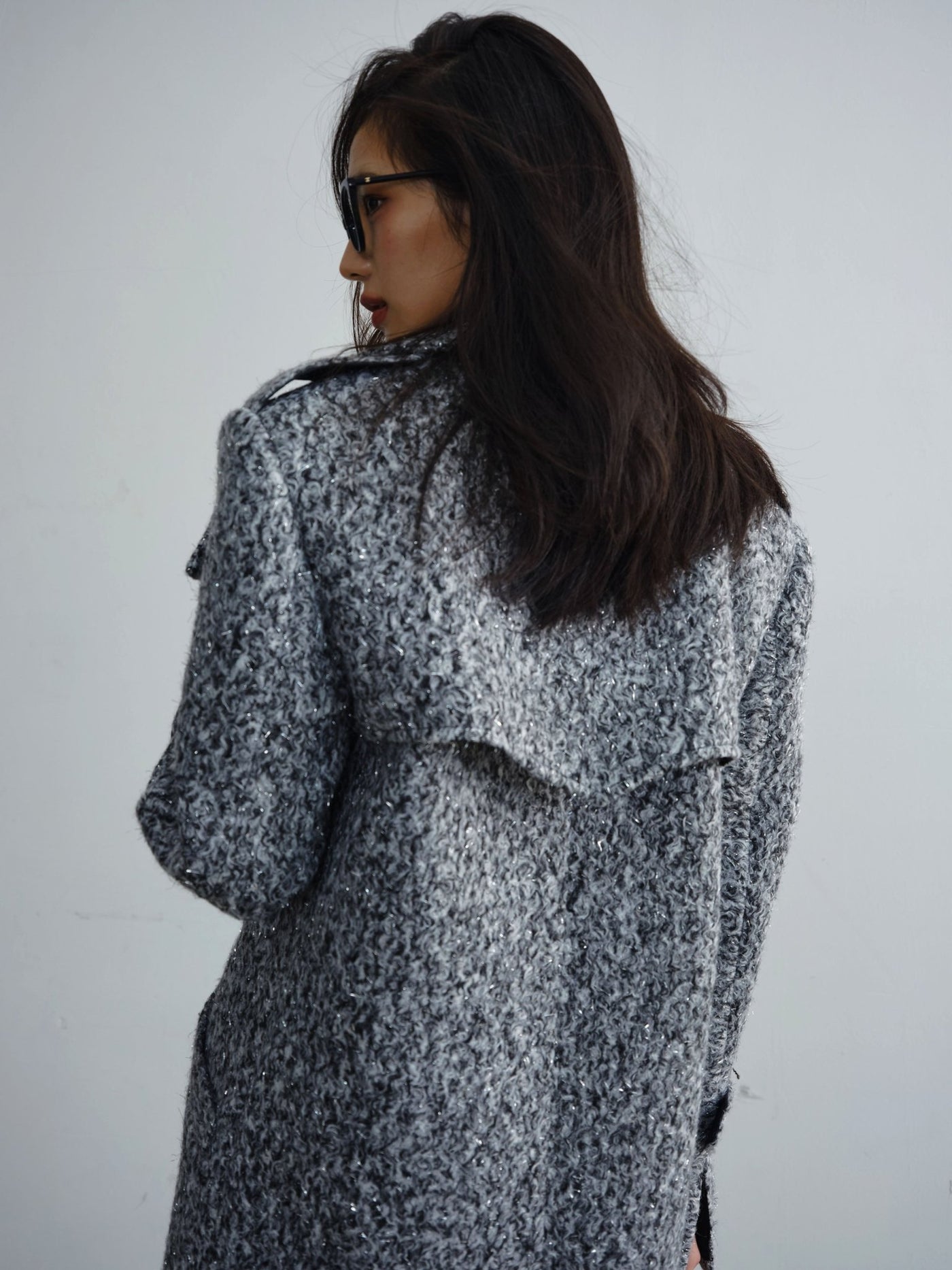 Retro Urban Style Heroine Bright Silk Woolen Long Coat JNY0084