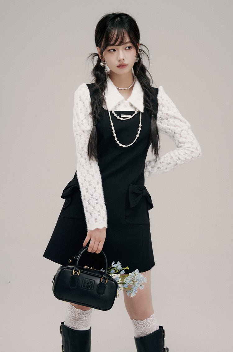Solid Color Design Black Slimming Suspender Dress YOO0003