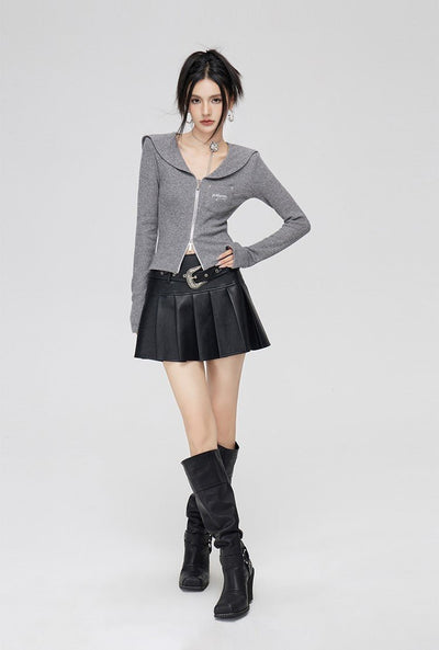 Korean Style Navy Collar Waist Slimming Sweater MAC0004