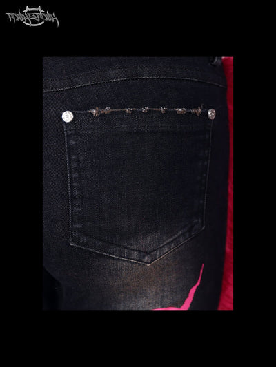 Electric Fur Design Slim Skinny Flared Jeans PIN0075