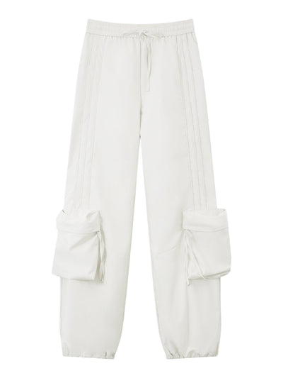 White Wide-Leg Cargo Pants RUN0022