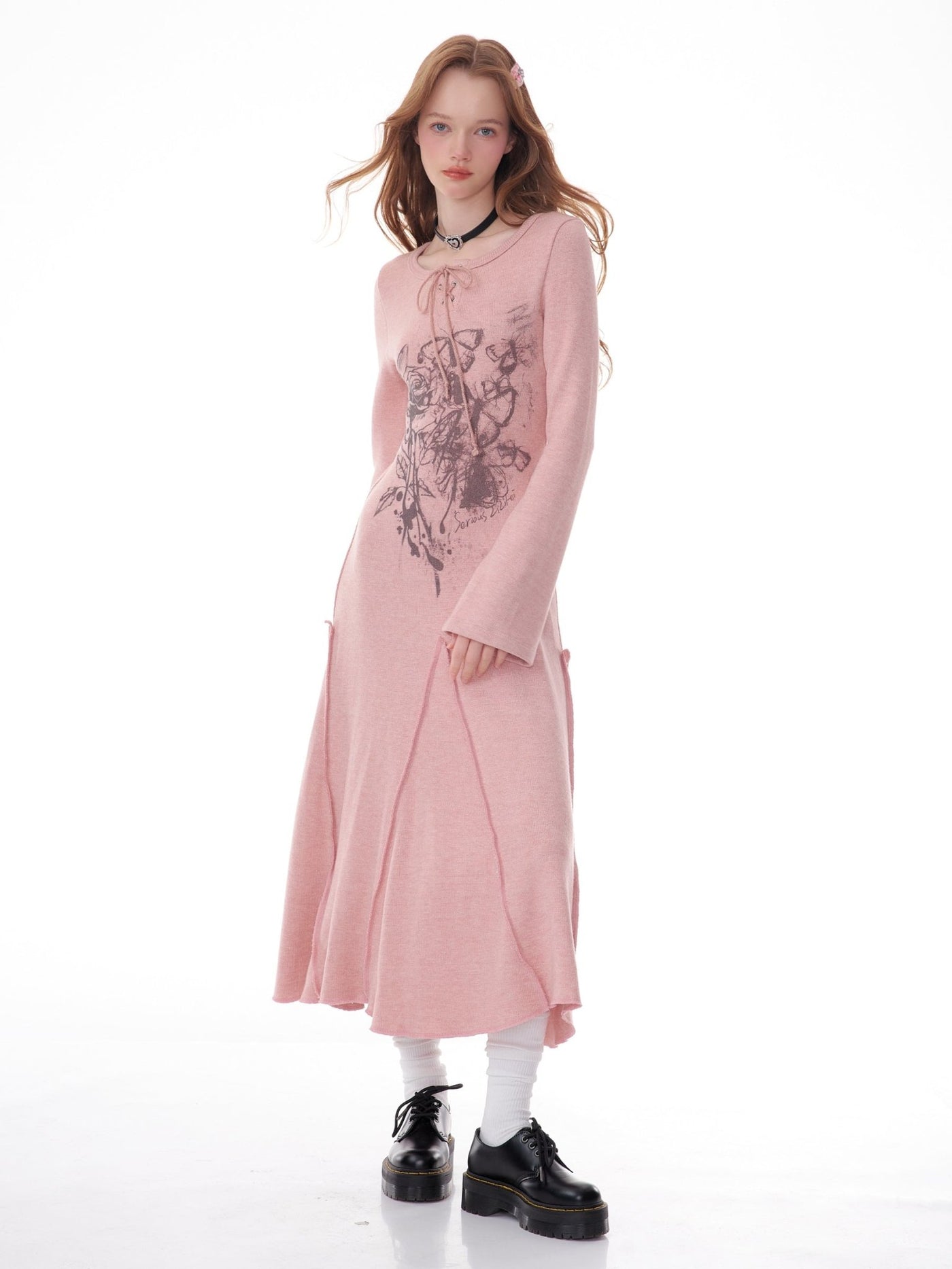 Floral Print A-line Knit Dress ZIZ0040