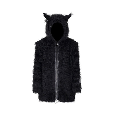 Double Zip Street Fur Jacket with Cat Ear Hood PIN0089
