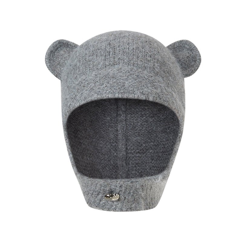 Wool blend bear ear knit hat DID0054