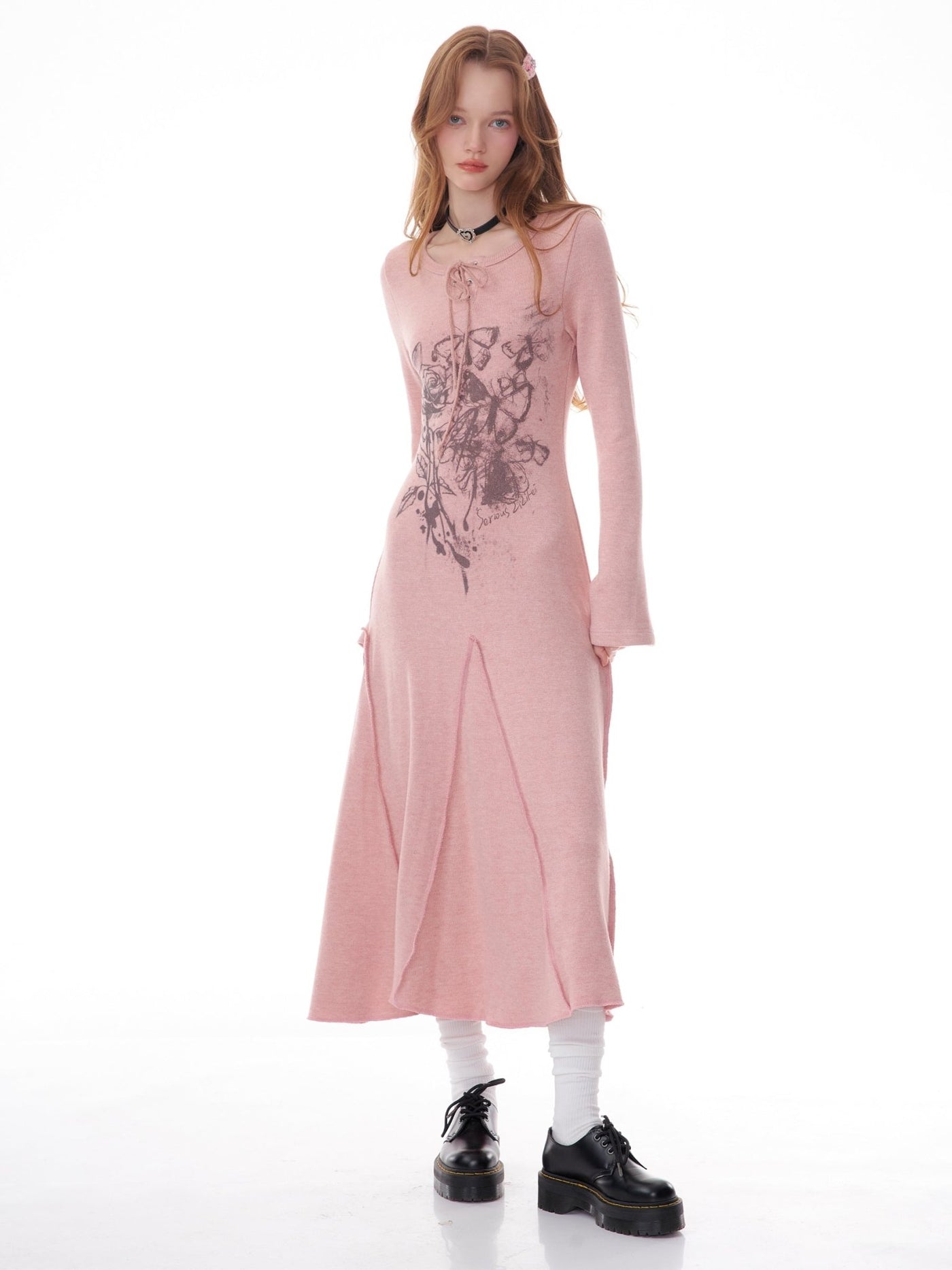 Floral Print A-line Knit Dress ZIZ0040