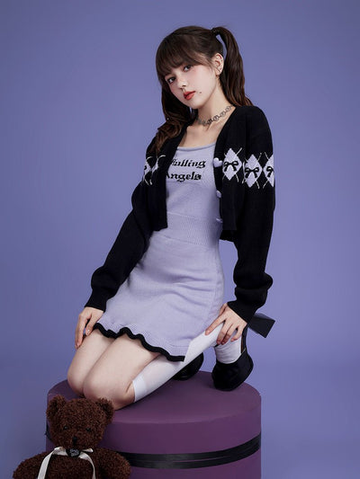 Argayle V-Neck Cardigan & Sleeveless Sweater Dress SAG0083