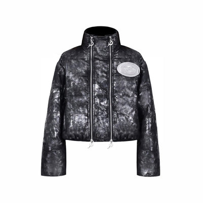Zipper Slit Design Metallic Short Jacket PIN0097