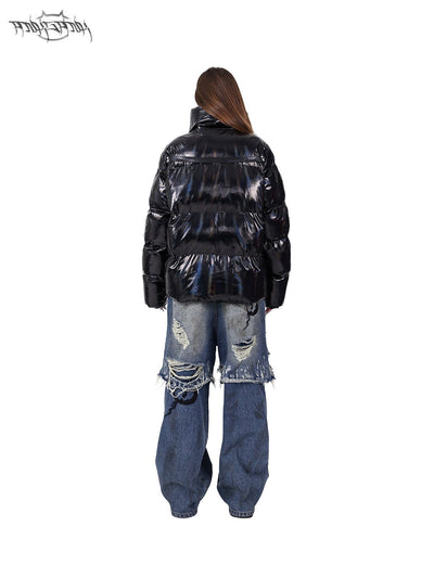 Volume scarf collar cotton zip jacket PIN0091