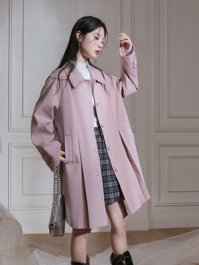 Spring-colored mid-length pleated single coat COT0046