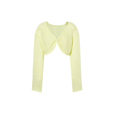 Crochet pastel short cardigan and halter-neck sleeveless top LAC0149