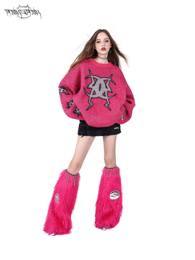 Long fur vivid pink leg warmers PIN0082