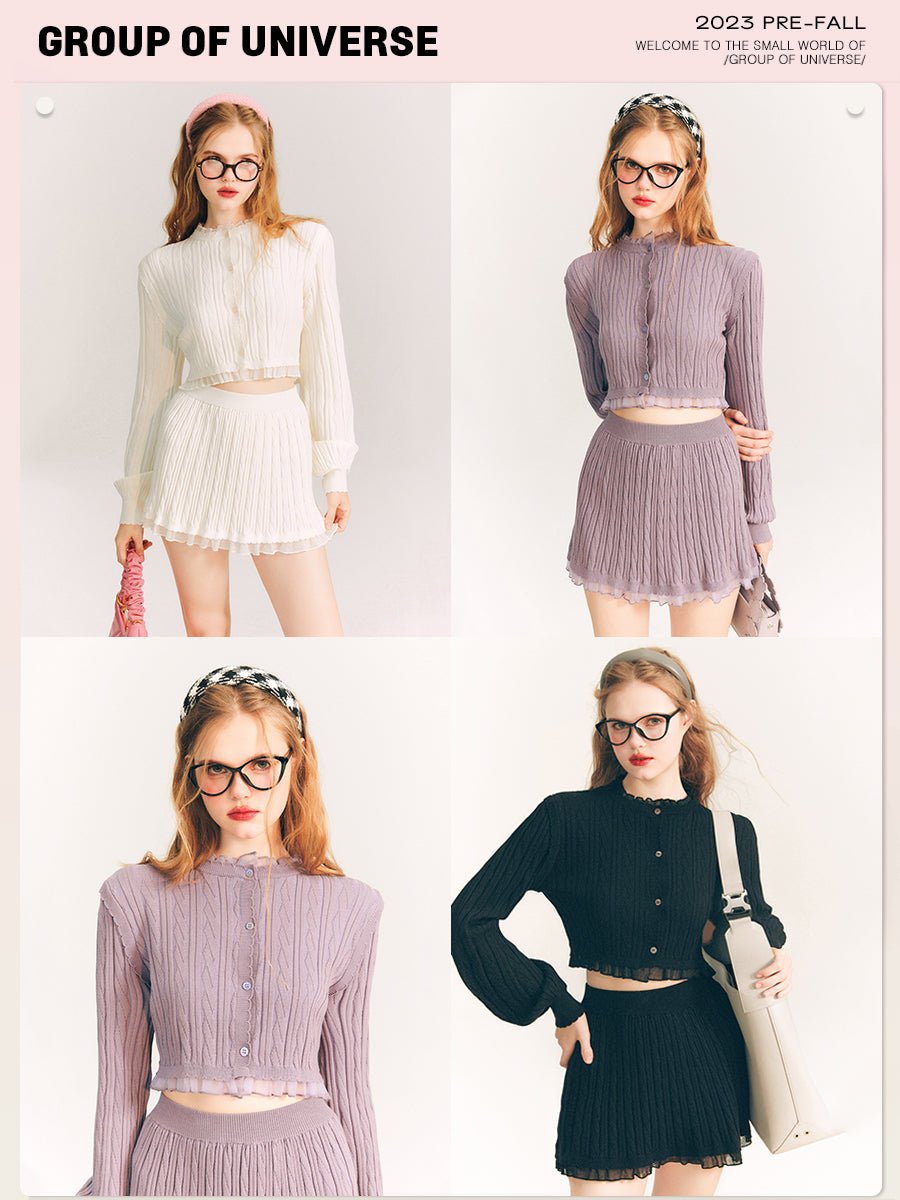 Cropped Mock-Neck Knit Sweater and Mini Skirt GRO0008