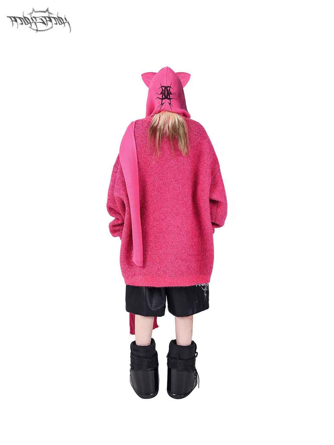 Electric Moon Pattern Loose Silhouette Hem Round Cut Knit