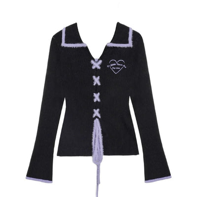 Imitation mink strap cross design slim rib knit top SAG0110