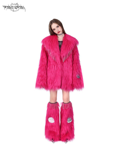 Long fur vivid pink leg warmers PIN0082