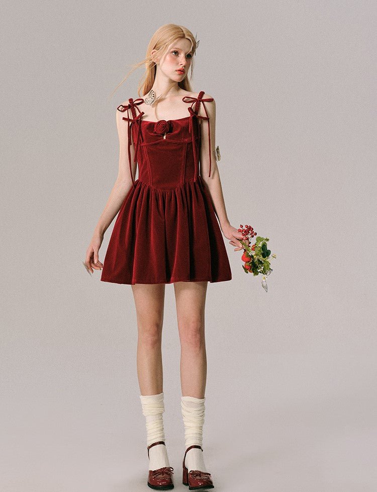 Christmas French Velvet Slip Dress GRO0034